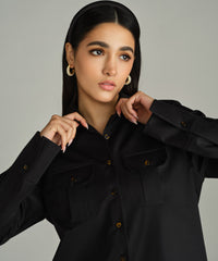 Black Egyptian Cotton Oversized Long-Sleeved Shirt