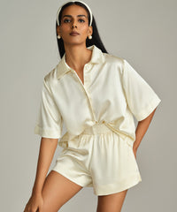 Cream Silk Bowling Shirt