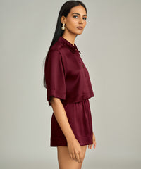 Burgundy Silk Boxing Shorts