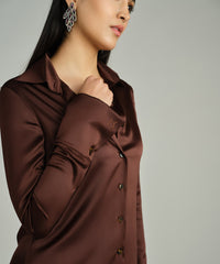 Espresso Silk Long-Sleeved Shirt