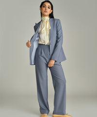 Blue Suiting Pleated Trousers