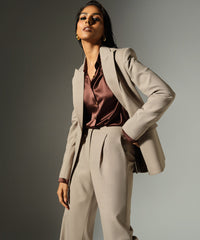 Tobacco Suiting Pleated Trousers