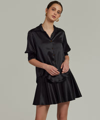 Black Silk Short-Sleeved Shirt