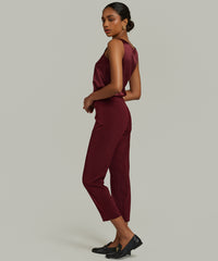 Burgundy Stretch Suiting Cigarette Trousers