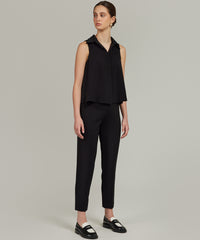 Black Stretch Suiting Sleeveless Top