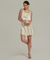 Cream Silk Skater Skirt