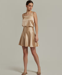 Champagne Silk Skater Skirt