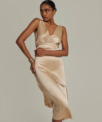 Champagne Silk Slip Dress