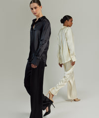 Black Silk Oversized Shirt