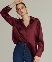 Burgundy Silk Oversized Shirt