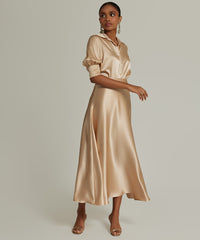 Champagne Silk Long Skirt