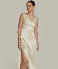 Cream Silk Slip Dress