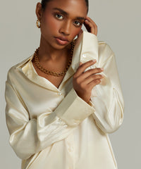 Cream Silk Oversized Shirt