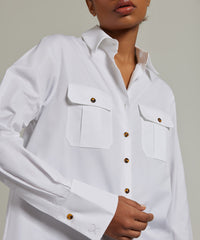 White Egyptian Cotton Oversized Long-Sleeved Shirt