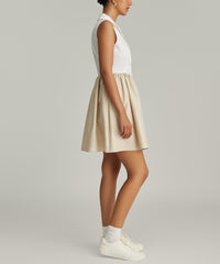 White and Fawn Egyptian Cotton Short Tennis Dress