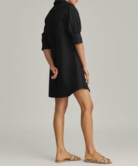 Black Egyptian Cotton Short Shirt Dress