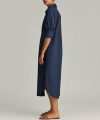 Navy Blue Egyptian Cotton Long Shirt Dress