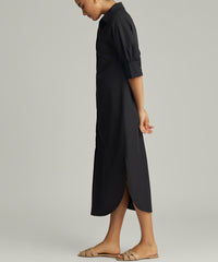 Black Egyptian Cotton Long Shirt Dress