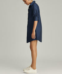 Navy Blue Egyptian Cotton Short Shirt Dress