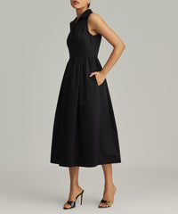 Black Egyptian Cotton Long Tennis Dress