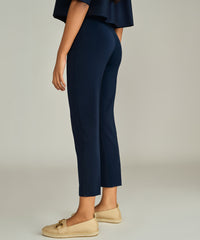 Navy Blue Stretch Suiting Cigarette Trousers