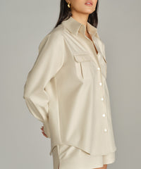 Fawn Egyptian Cotton Oversized Long-Sleeved Shirt