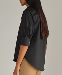Black Egyptian Cotton Short-Sleeved Shirt
