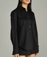 Black Egyptian Cotton Oversized Long-Sleeved Shirt