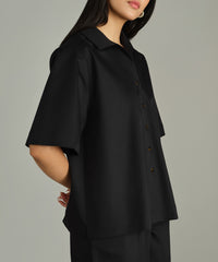 Black Egyptian Cotton Bowling Shirt