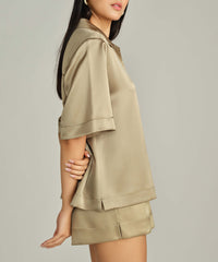 Olive Silk Bowling Shirt