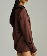 Espresso Silk Oversized Shirt