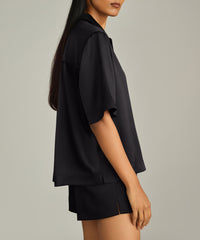 Black Silk Bowling Shirt