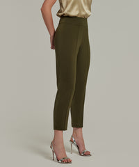 Military Green Stretch Suiting Cigarette Trousers