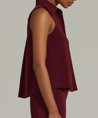 Burgundy Stretch Suiting Sleeveless Top