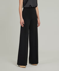 Black Stretch Suiting Wide-Leg Trousers