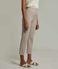 Beige Stretch Suiting Cigarette Trousers