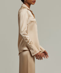Champagne Silk Long-Sleeved Shirt