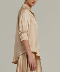 Champagne Silk Short-Sleeved Shirt