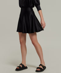 Black Silk Skater Skirt