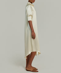 Cream Silk Shirt Dress