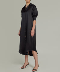 Black Silk Shirt Dress