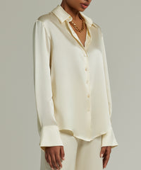 Cream Silk Oversized Shirt