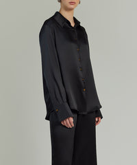 Black Silk Oversized Shirt