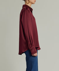 Burgundy Silk Oversized Shirt