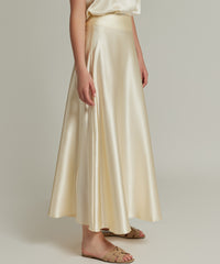 Cream Silk Long Skirt