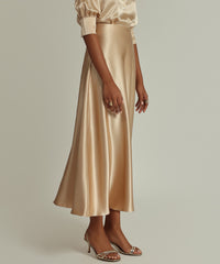 Champagne Silk Long Skirt