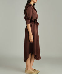 Espresso Silk Shirt Dress