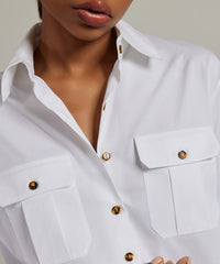 White Egyptian Cotton Oversized Long-Sleeved Shirt
