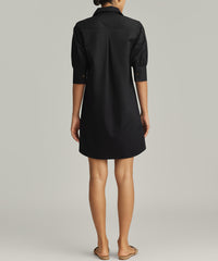 Black Egyptian Cotton Short Shirt Dress