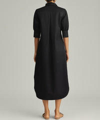 Black Egyptian Cotton Long Shirt Dress
